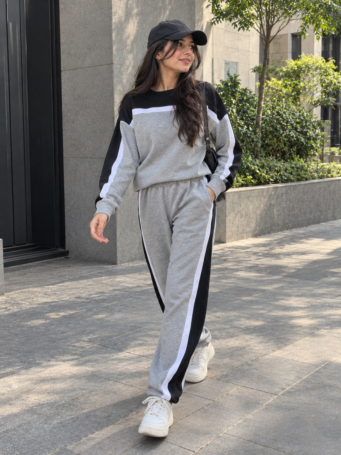 Grey & Black Rich Colorblock Co-Ord-Set
