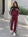 Maroon & Black Rich Colorblock Co-Ord-Set