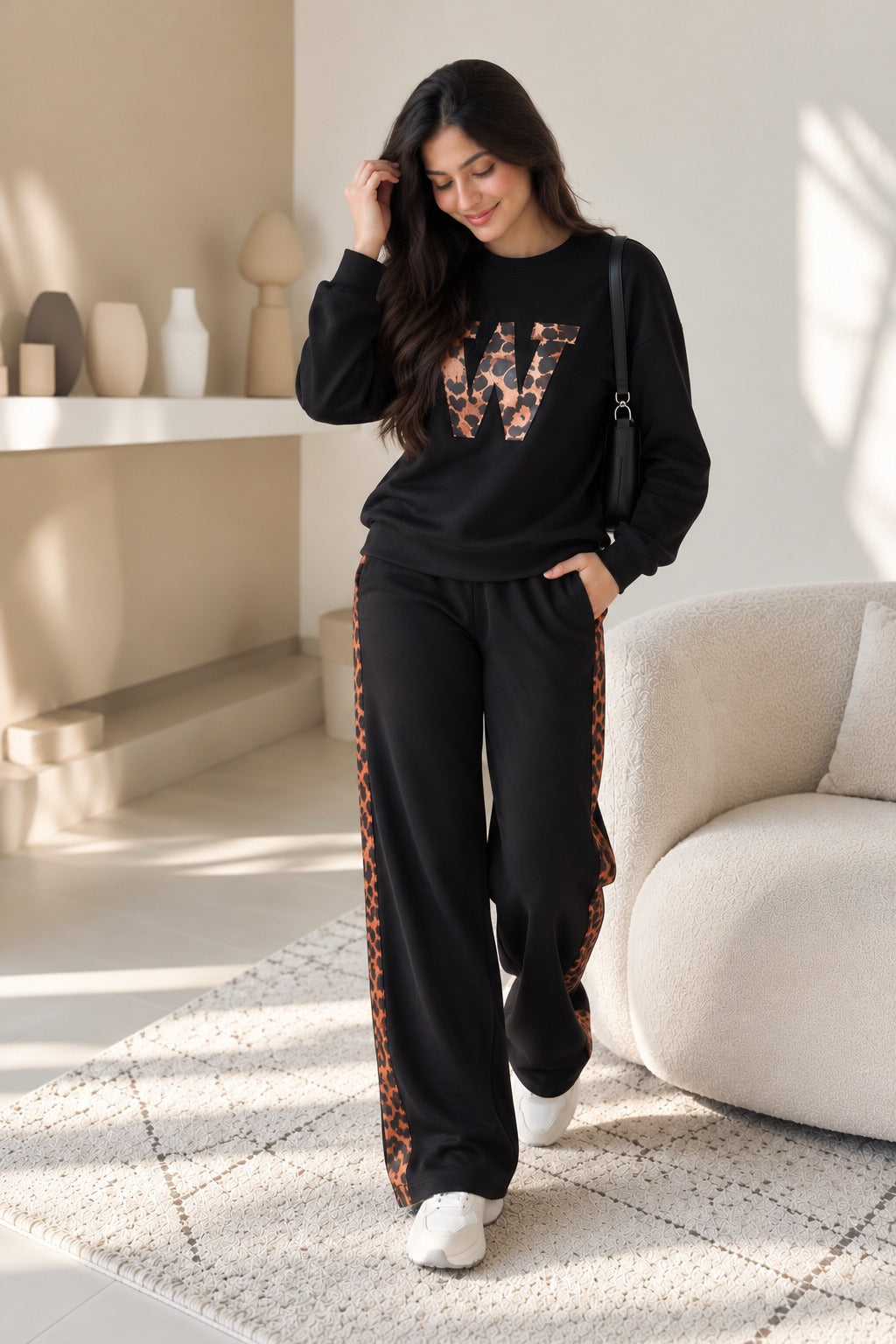 Rock Black Leopard Edge Co-ord Set