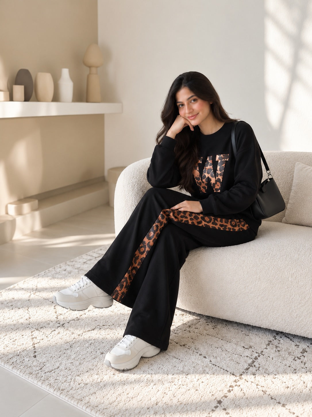 Rock Black Leopard Edge Co-ord Set