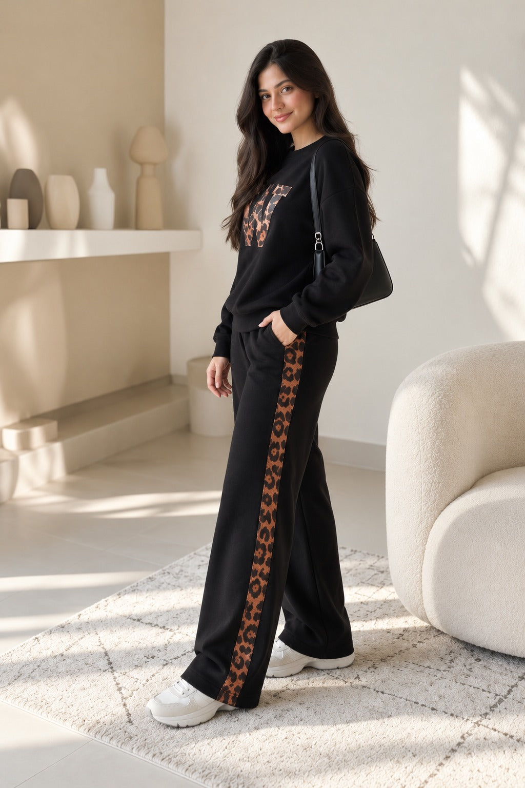 Rock Black Leopard Edge Co-ord Set