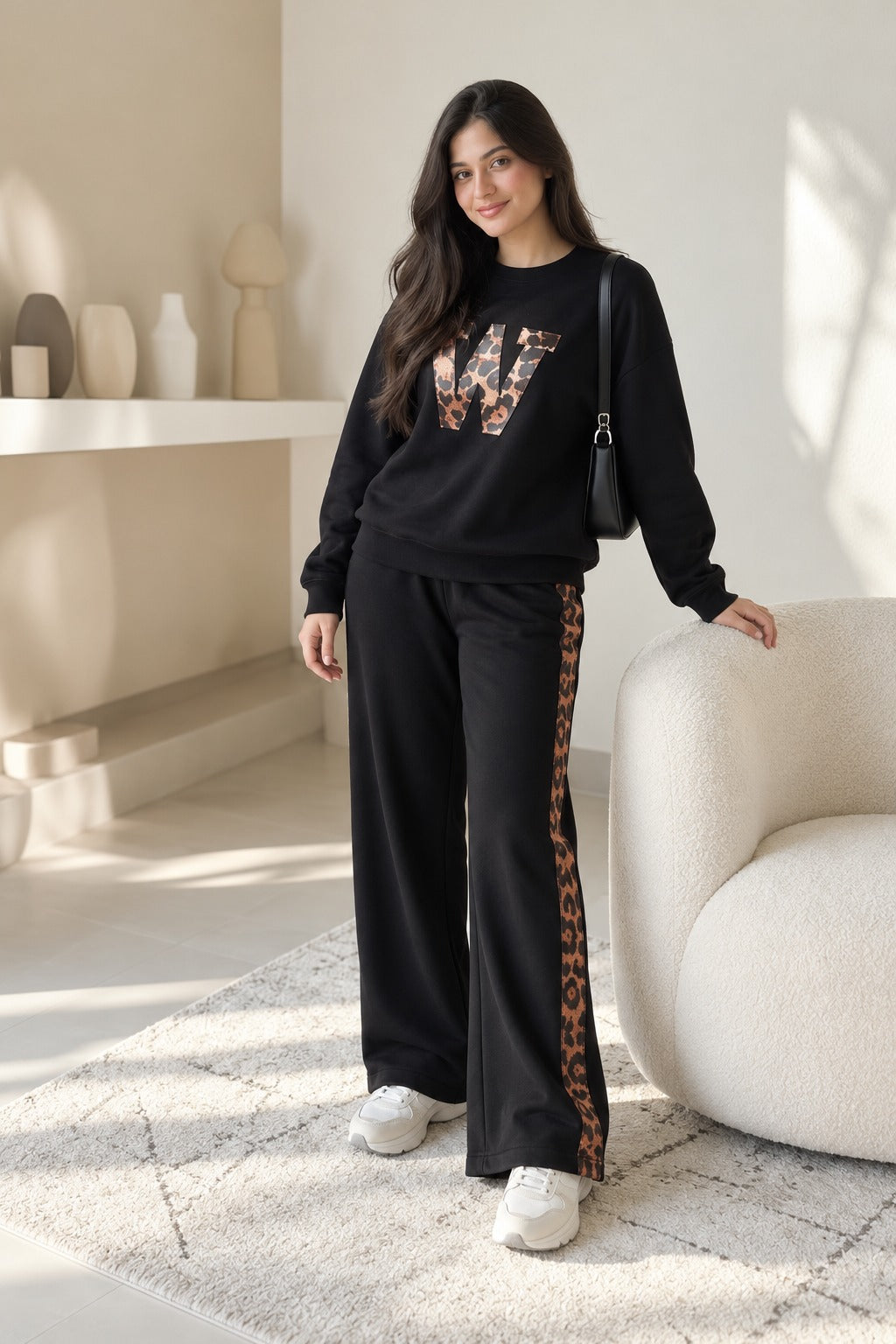 Rock Black Leopard Edge Co-ord Set