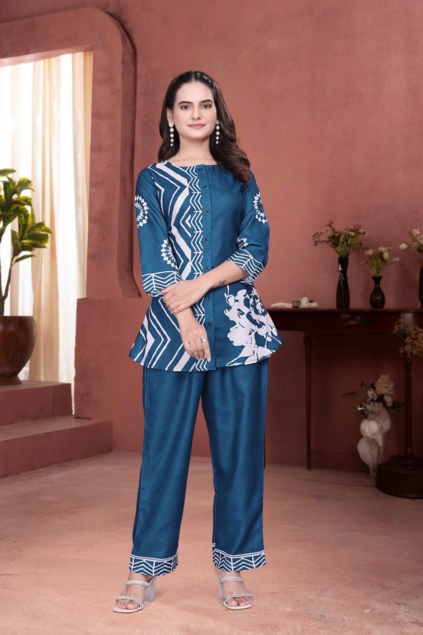 ARENIVA - Dark Blue Colour Women's Comfortable Co-Ord Set