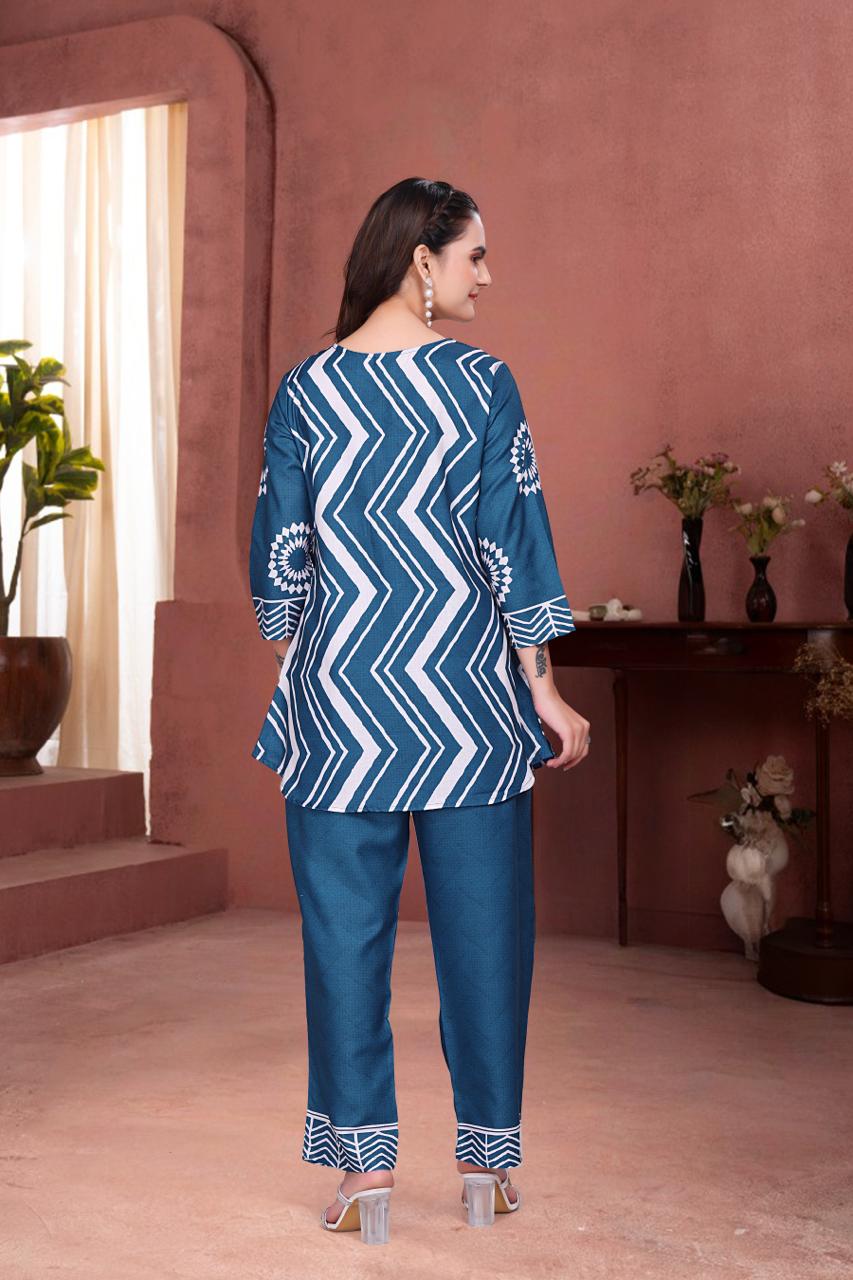 ARENIVA - Dark Blue Colour Women's Comfortable Co-Ord Set