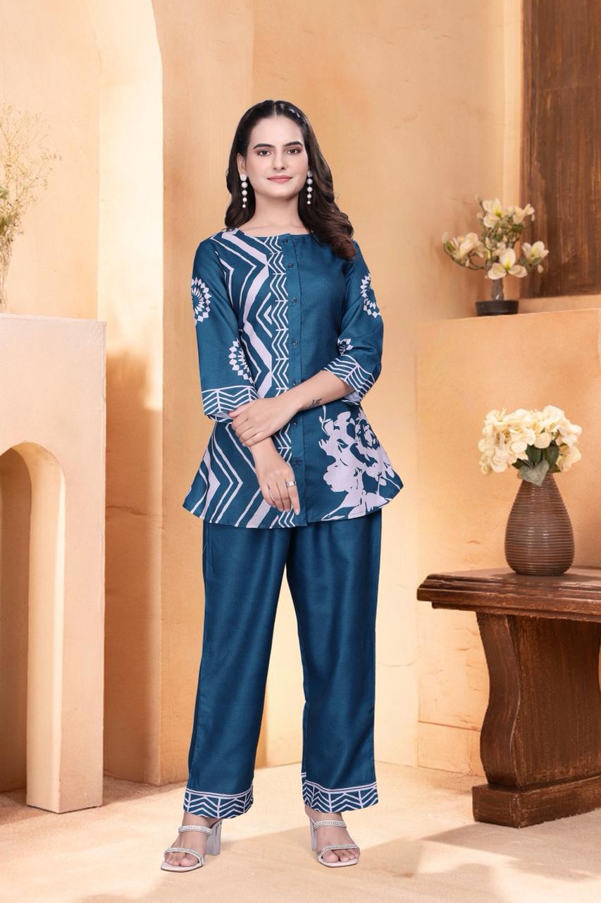 ARENIVA - Dark Blue Colour Women's Comfortable Co-Ord Set