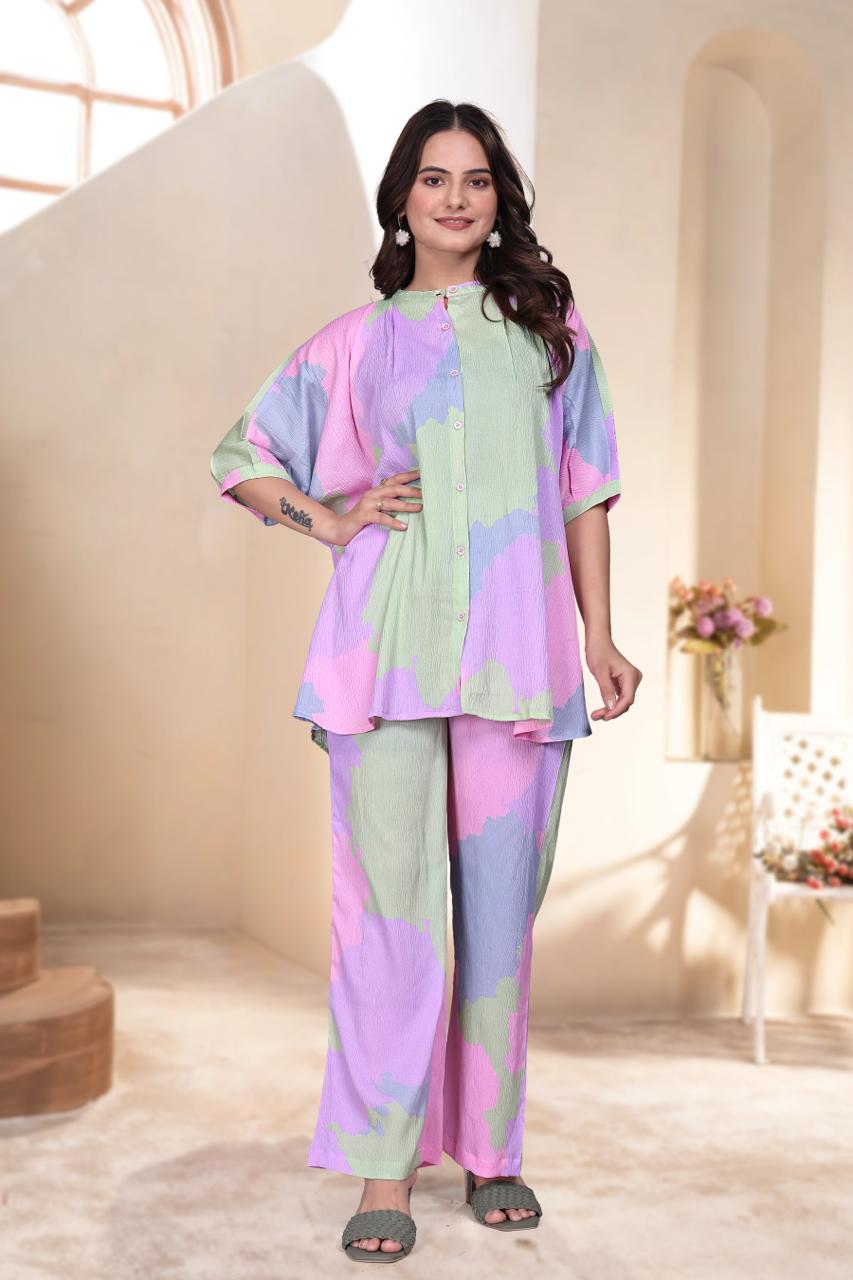 Pastel Multi-Colour Print Women’s Co-Ord Set