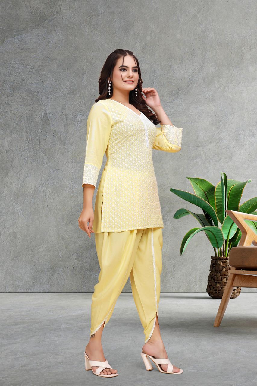Classi Yellow Colour Designer Co-Ord Set for Women