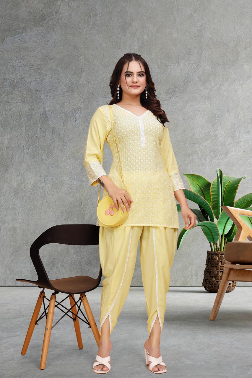 Classi Yellow Colour Designer Co-Ord Set for Women