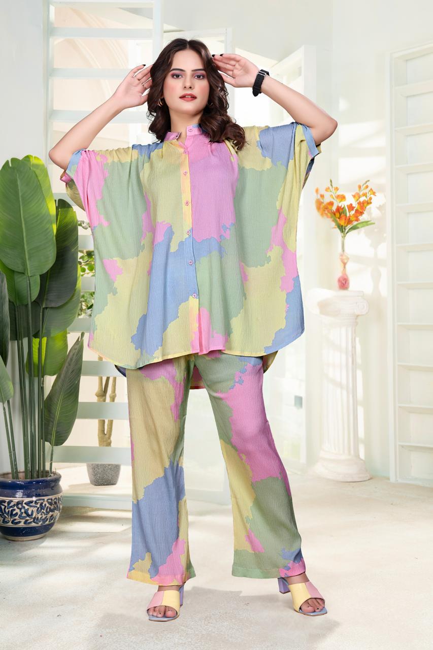 Pastel Multi-Colour Print Designer Women’s Co-ord Set