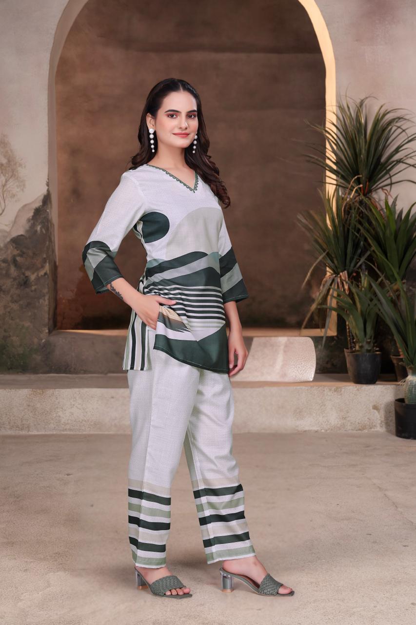 Multicolour Abstract Print Designer Women’s Co-Ord Set