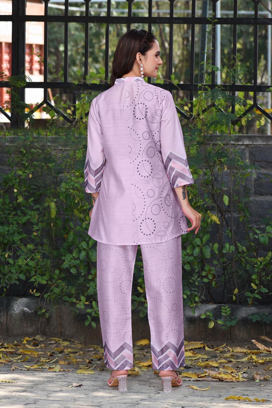 Lilac Colour Graphic Print Women’s Designer Co-Ord Set