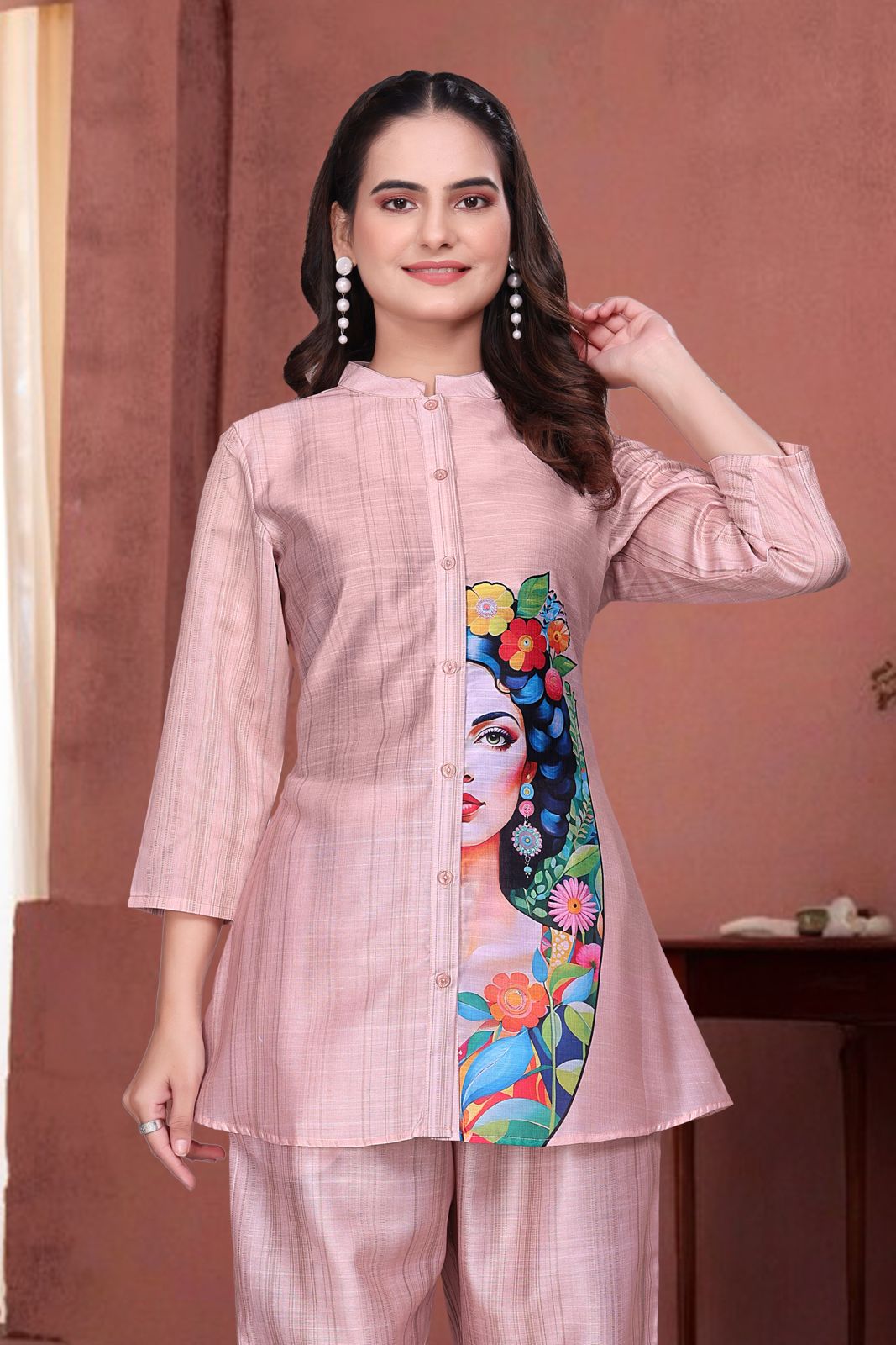 Pastal Pink Graphic Print Women’s Designer Co-Ord Set