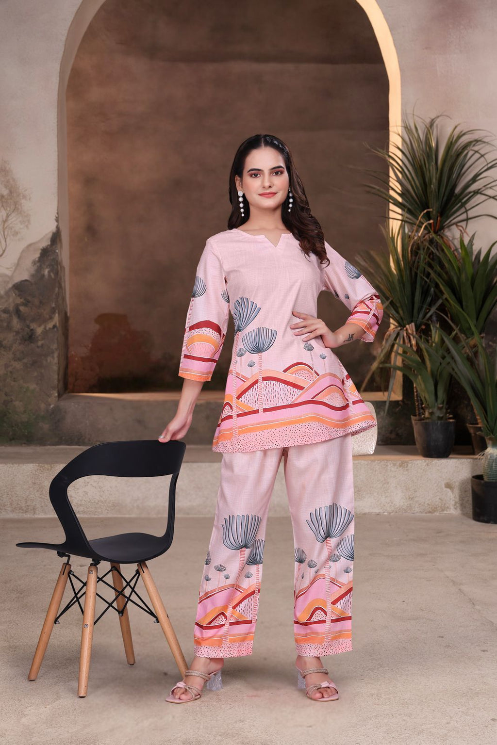 Pink Graphic Printed Women’s Designer Co-ord Set
