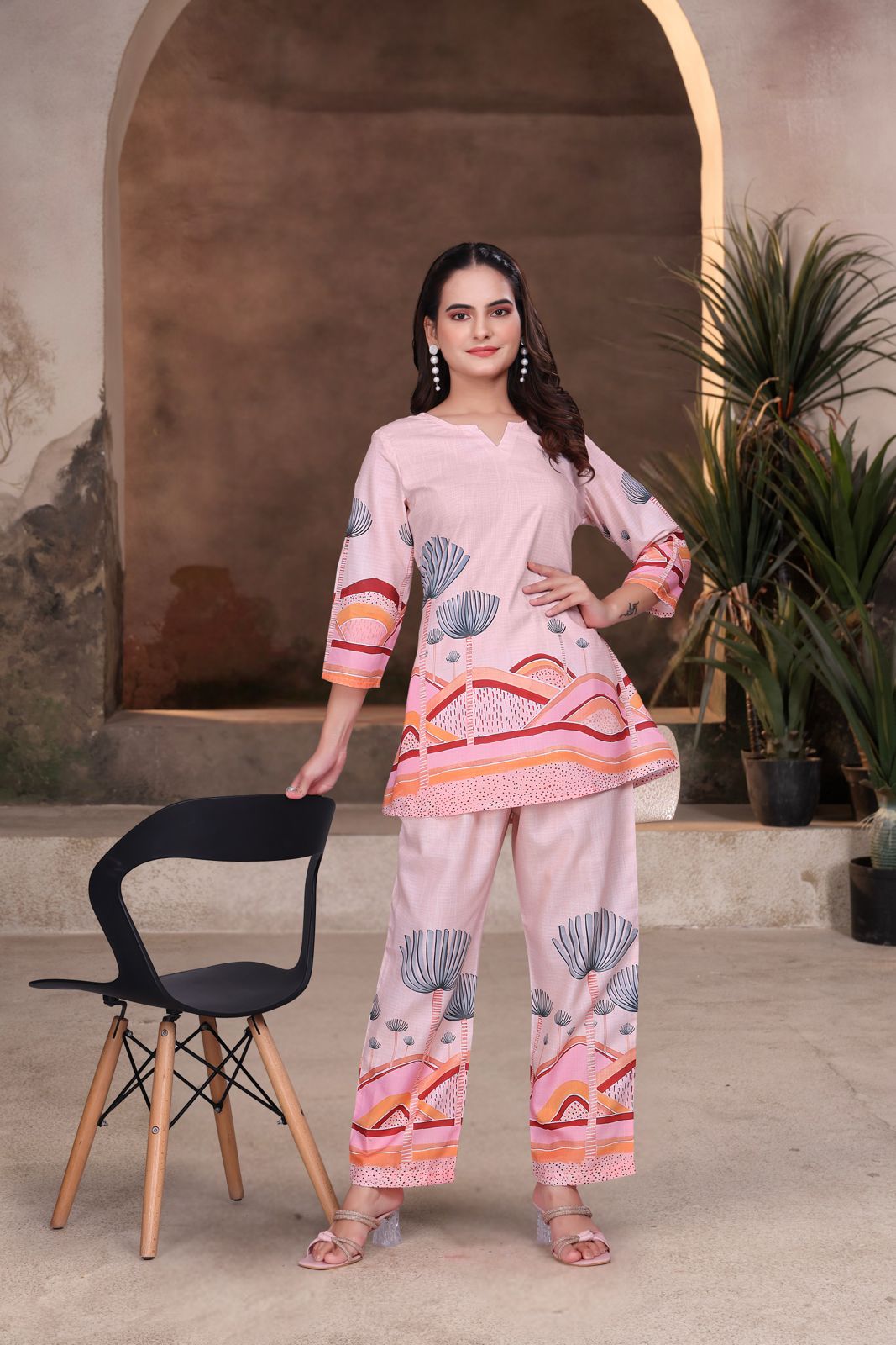 Pink Graphic Printed Women’s Designer Co-ord Set
