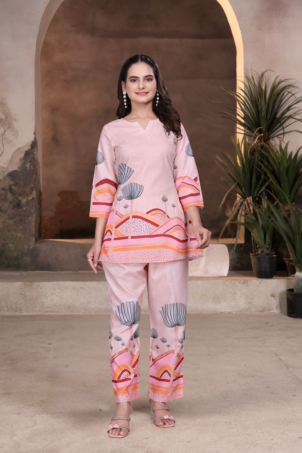 Pink Graphic Printed Women’s Designer Co-ord Set