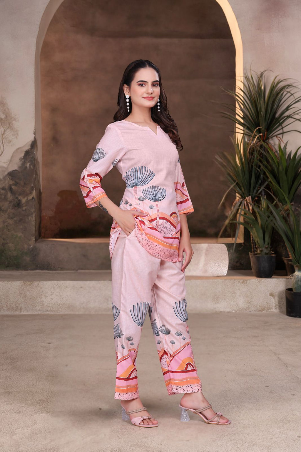 Pink Graphic Printed Women’s Designer Co-ord Set