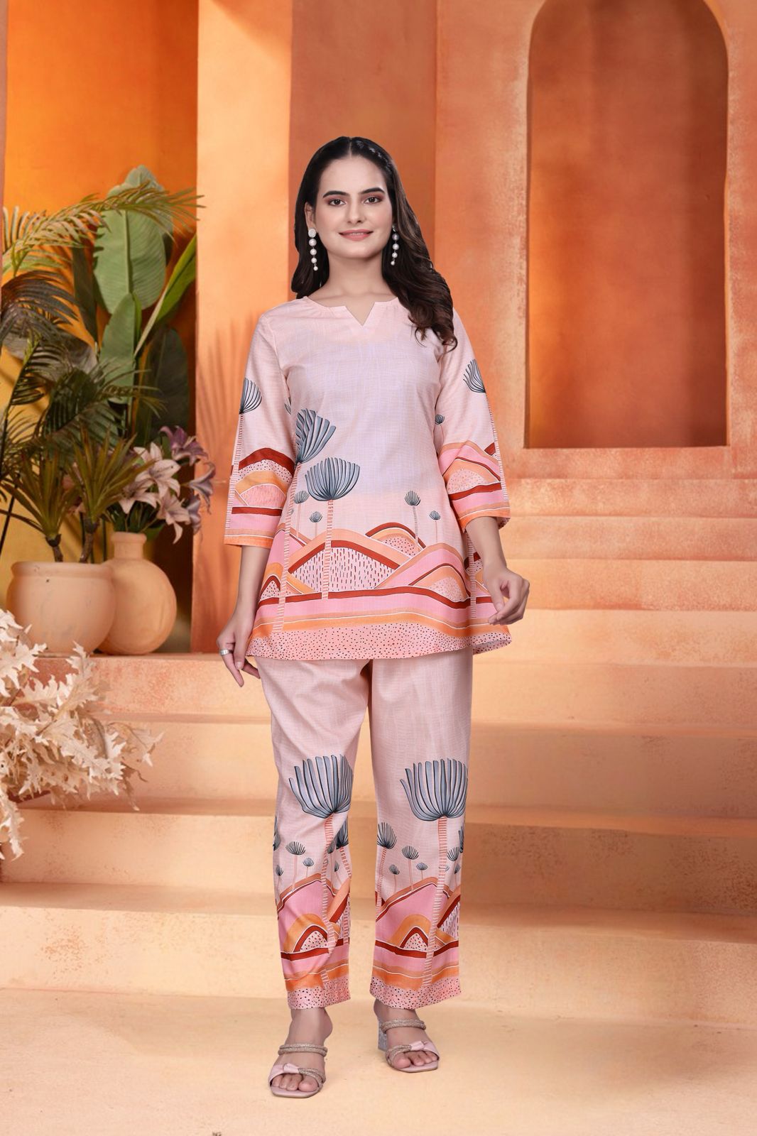 Pink Graphic Printed Women’s Designer Co-ord Set
