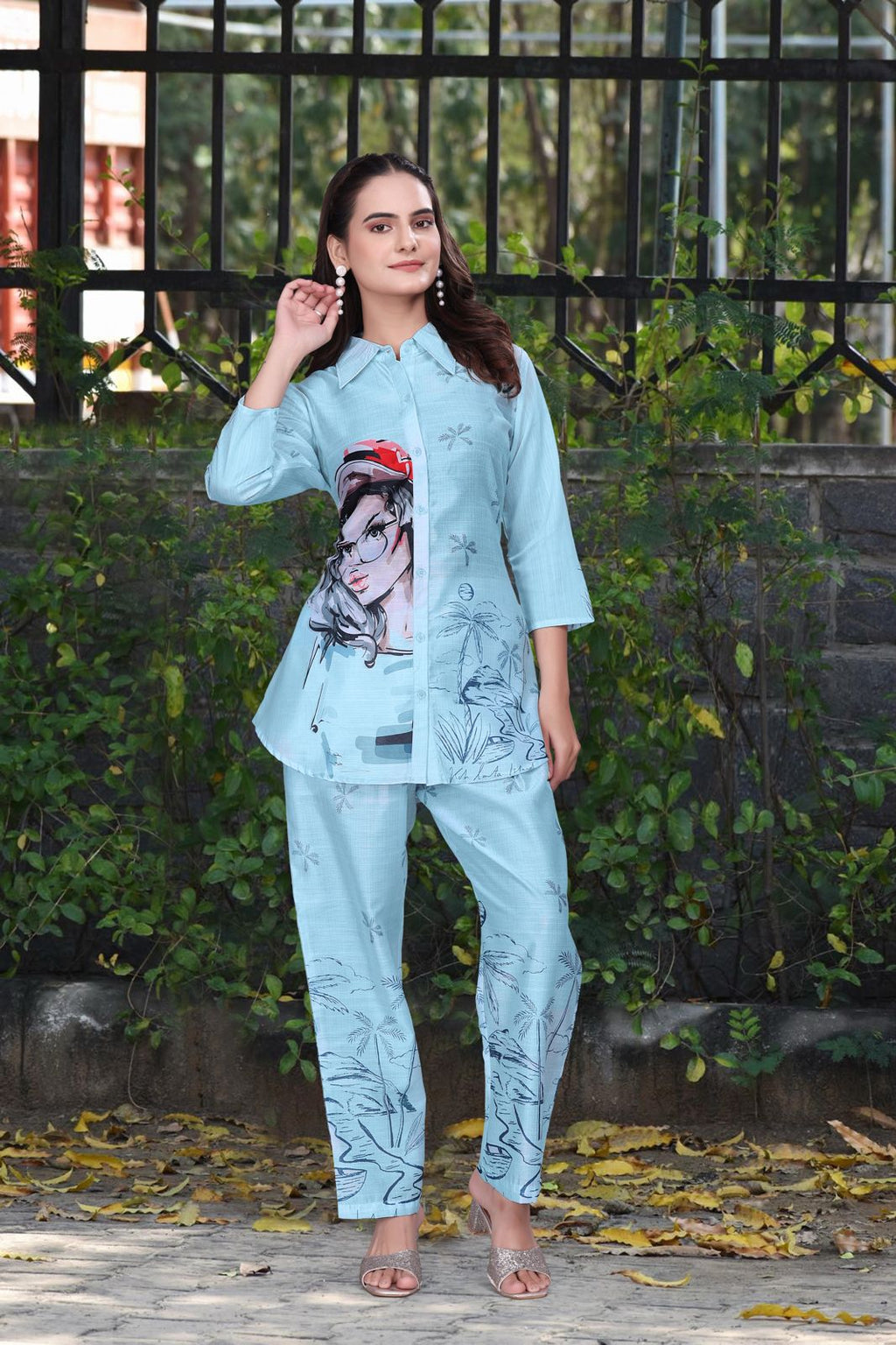 Baby Blue Designer Co-ord Set for Women