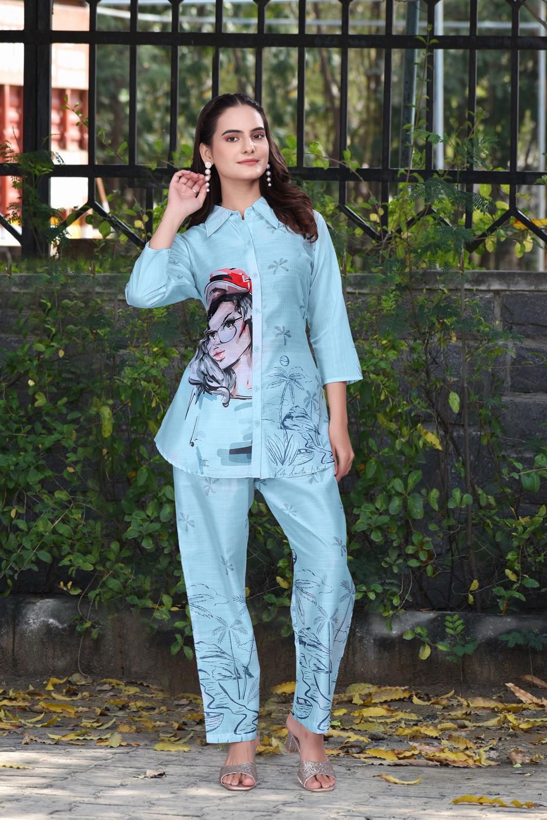 Baby Blue Designer Co-ord Set for Women