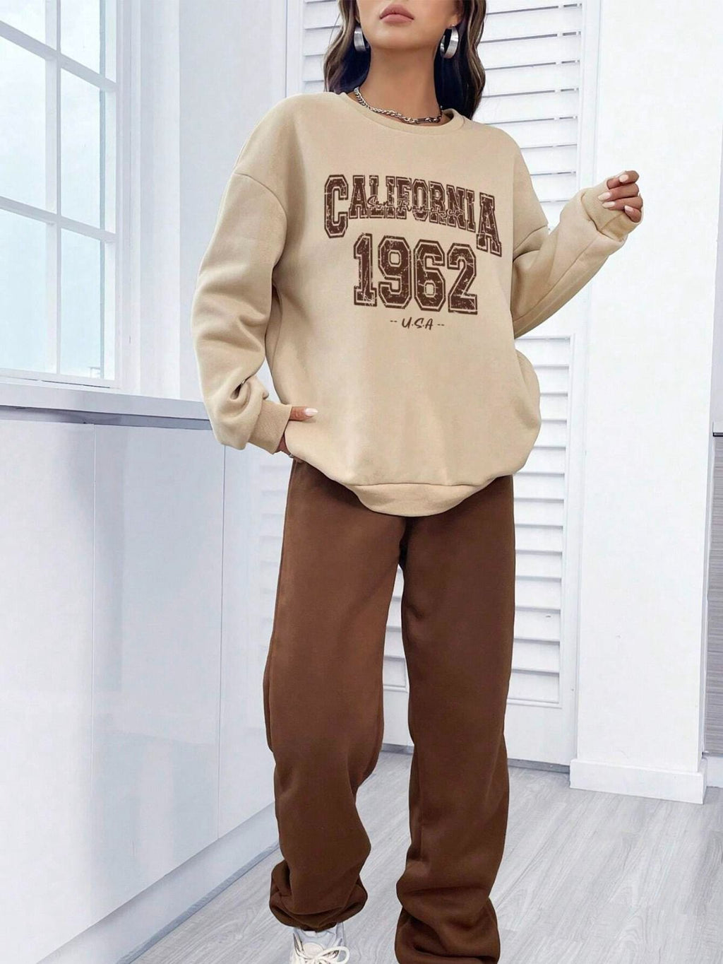 Coffee Brown Colour Women's Comfortable Co-Ord Set with Graphic Print