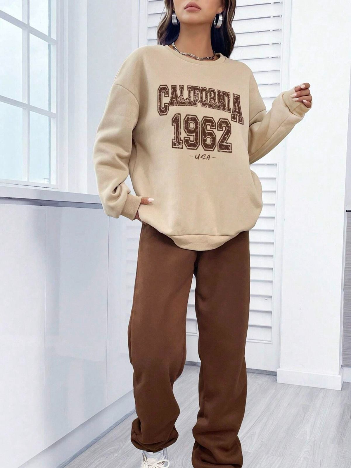 Coffee Brown Colour Women's Comfortable Co-Ord Set with Graphic Print