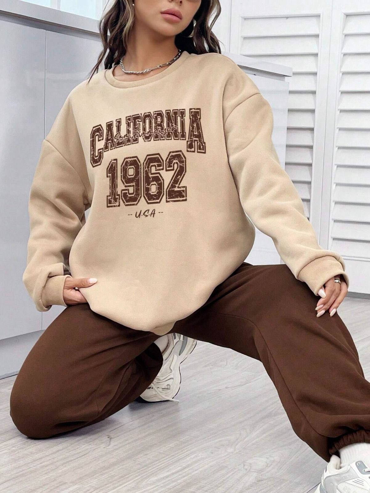 Coffee Brown Colour Women's Comfortable Co-Ord Set with Graphic Print