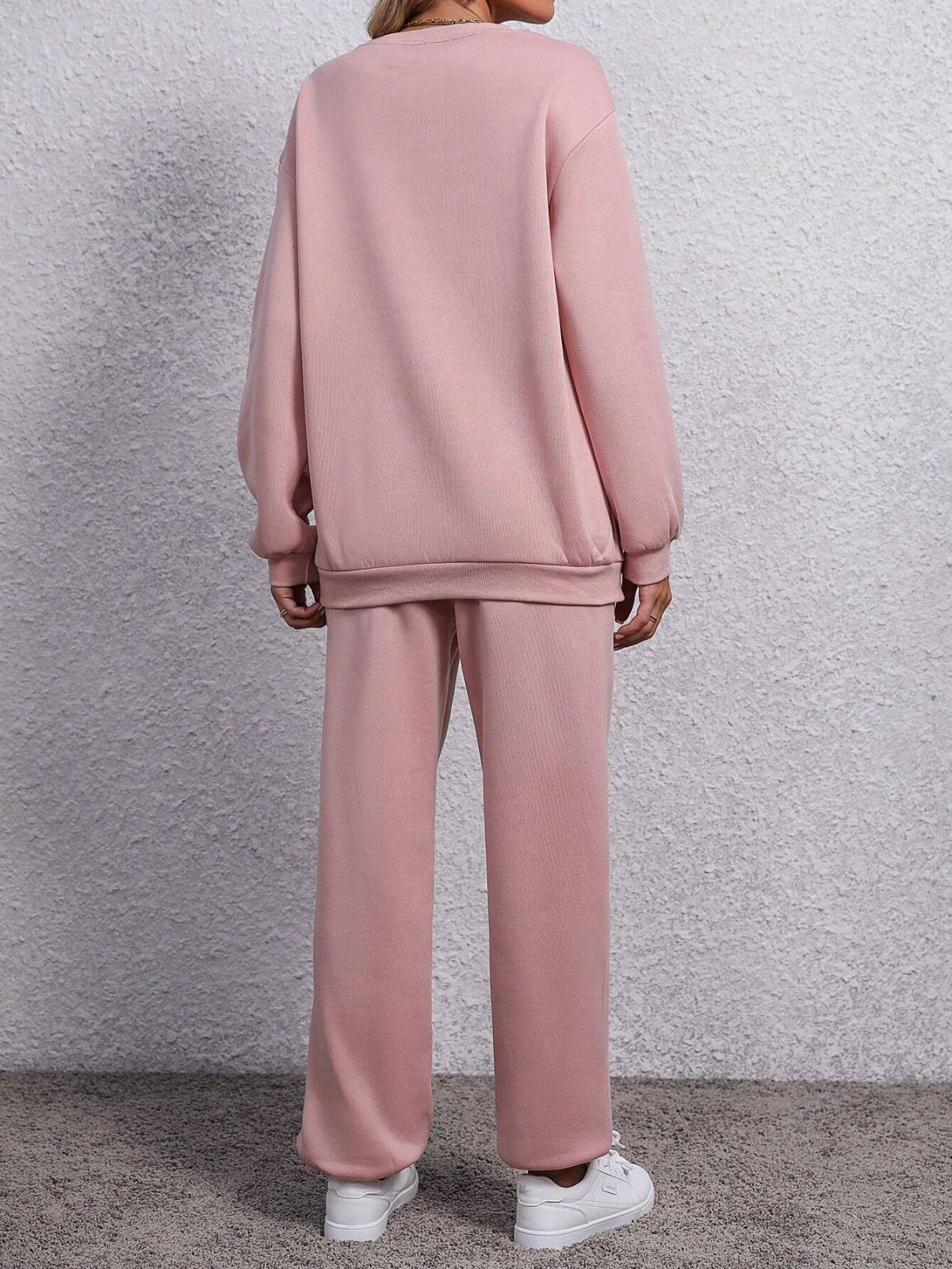 Baby Pink Colour Women's Comfortable Co-Ord Set with Graphic Print