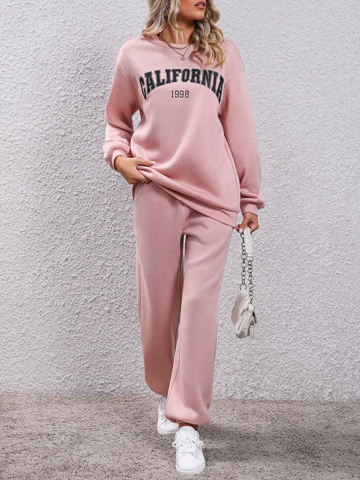Baby Pink Colour Women's Comfortable Co-Ord Set with Graphic Print