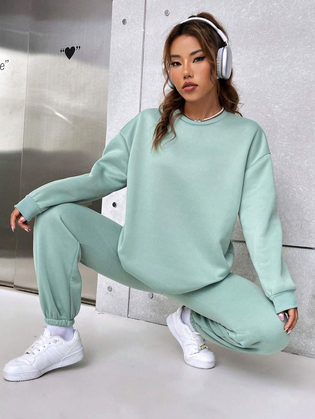 Mint Green Colour Women's Comfortable Co-Ord Set with Graphic Print
