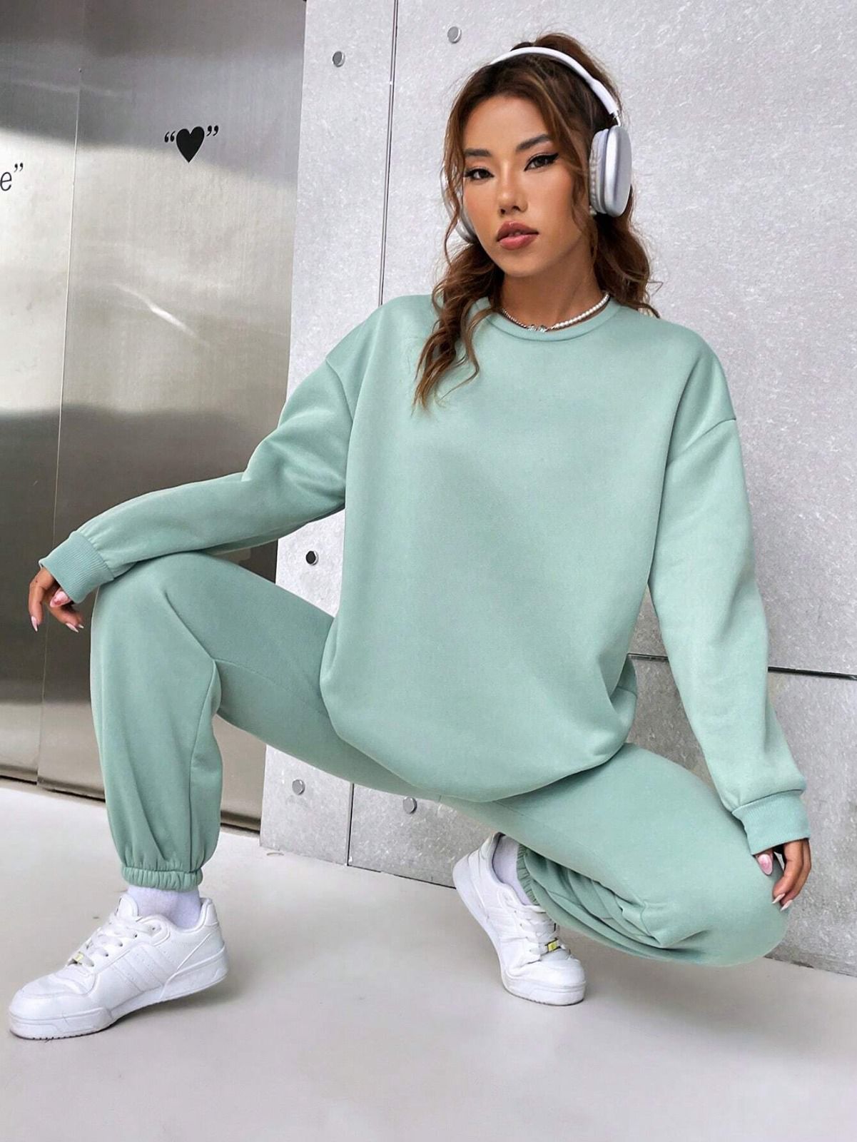 Mint Green Colour Women's Comfortable Co-Ord Set with Graphic Print