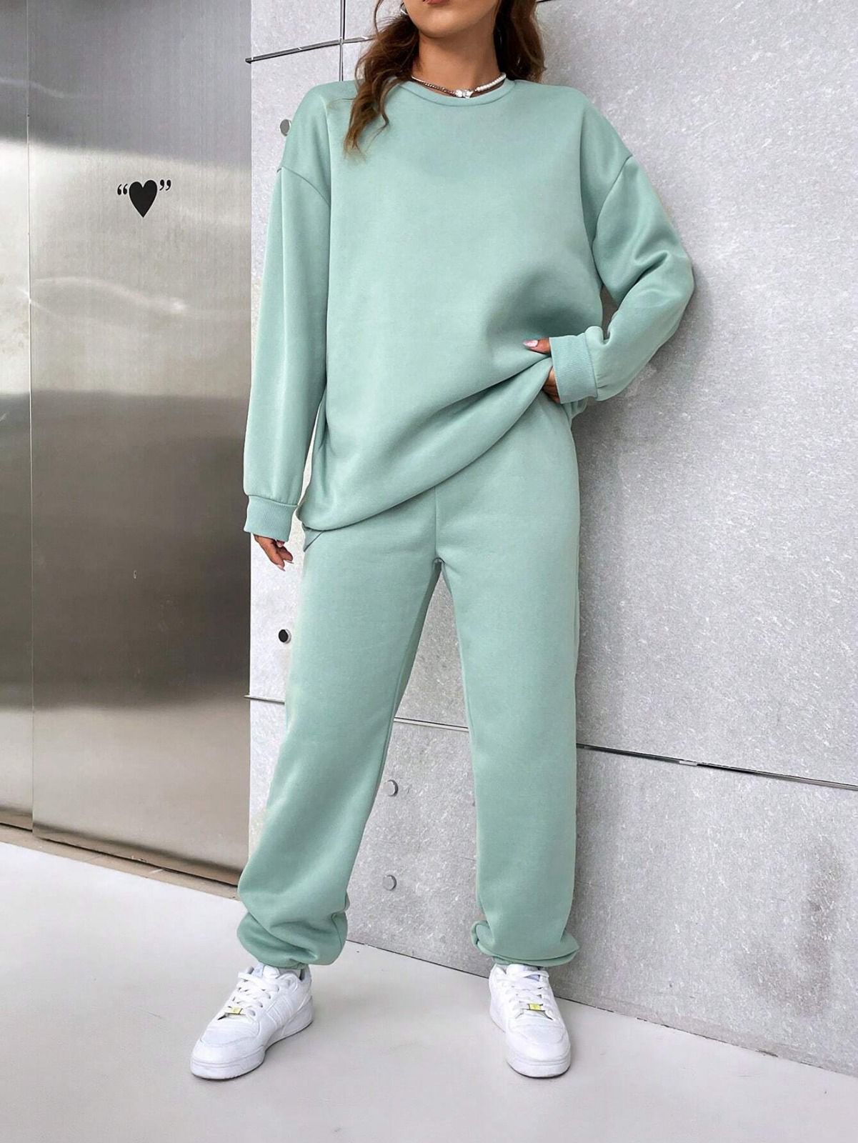 Mint Green Colour Women's Comfortable Co-Ord Set with Graphic Print