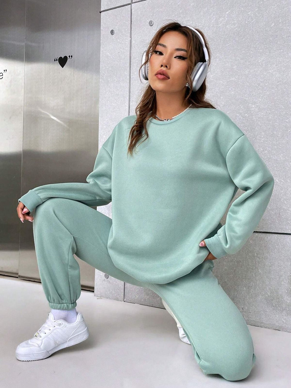 Mint Green Colour Women's Comfortable Co-Ord Set with Graphic Print