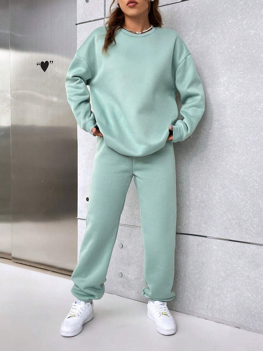 Mint Green Colour Women's Comfortable Co-Ord Set with Graphic Print