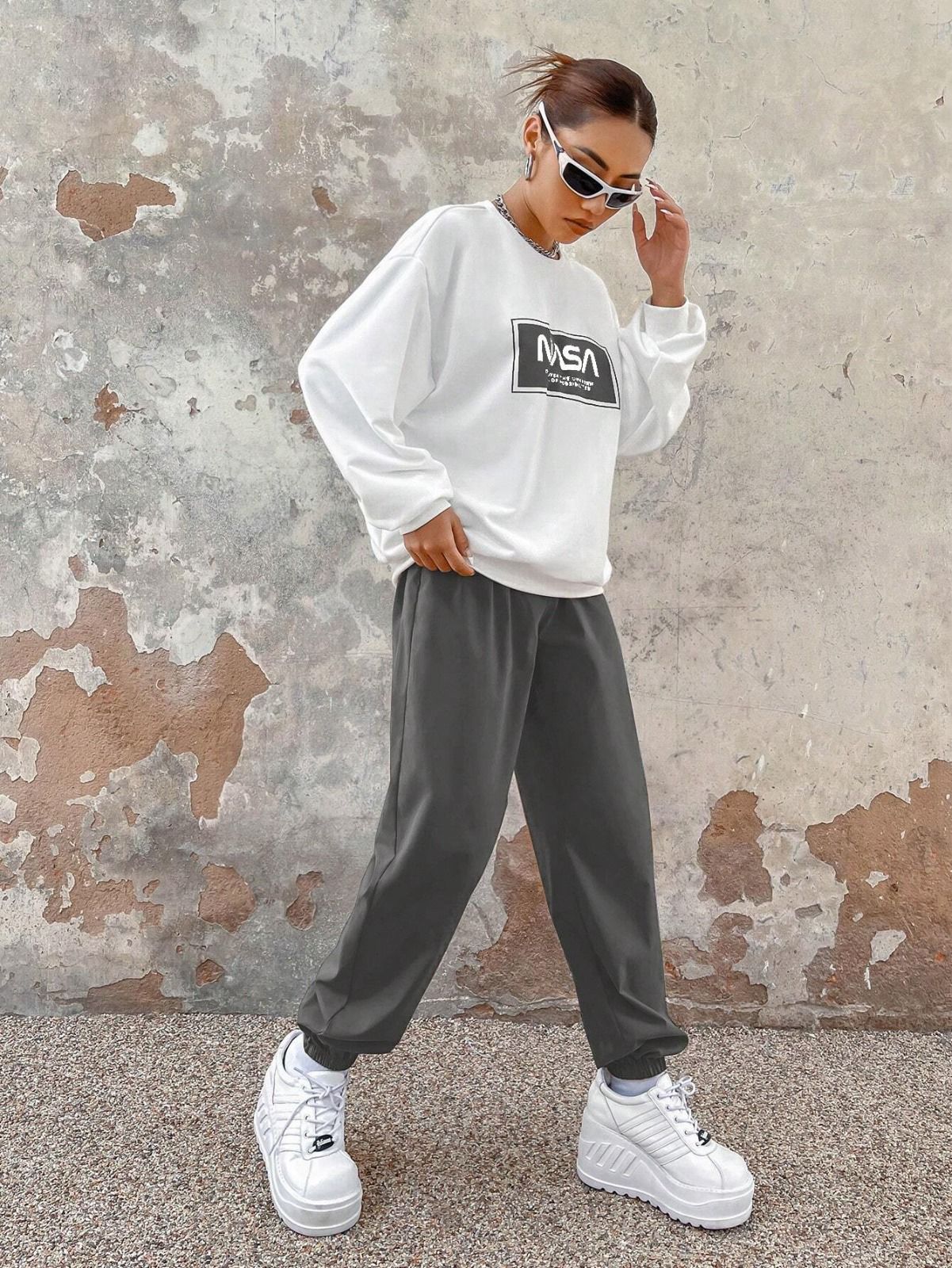 Steel Grey Colour Women's Comfortable Co-Ord Set with Graphic Print