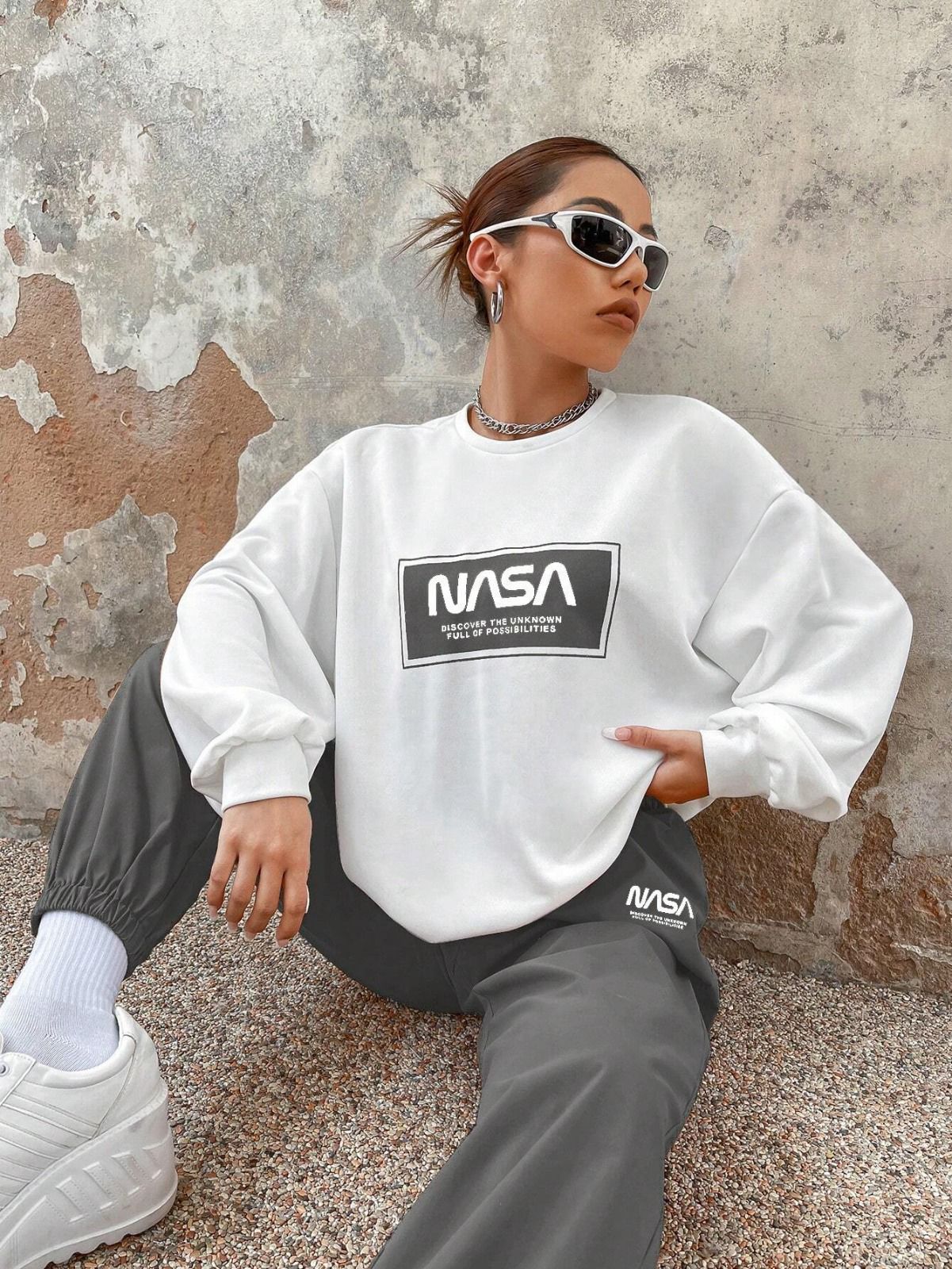 Steel Grey Colour Women's Comfortable Co-Ord Set with Graphic Print
