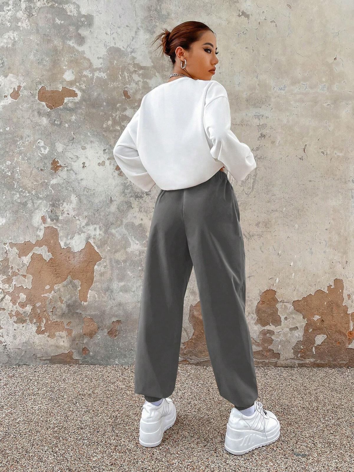 Steel Grey Colour Women's Comfortable Co-Ord Set with Graphic Print