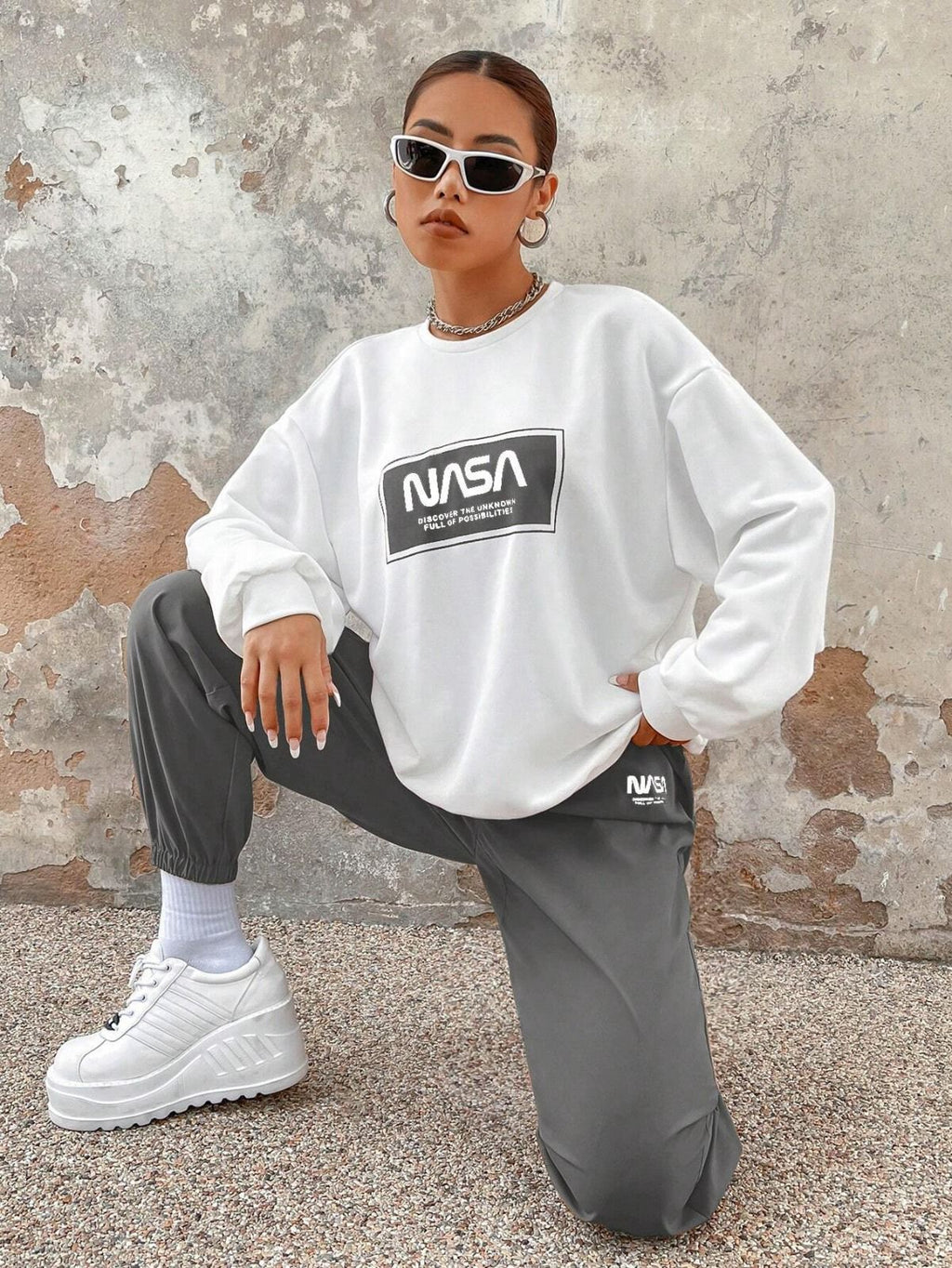 Steel Grey Colour Women's Comfortable Co-Ord Set with Graphic Print