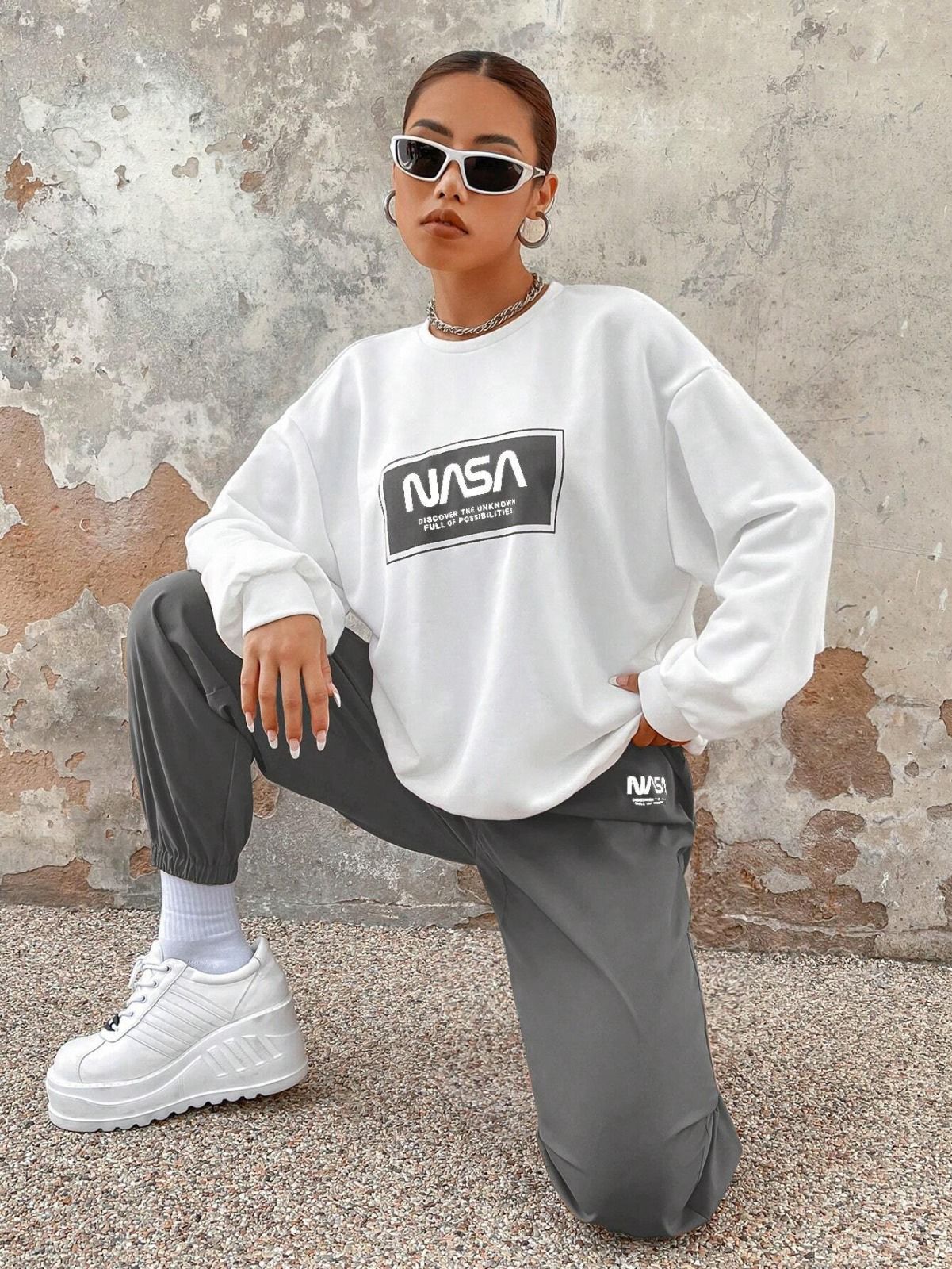 Steel Grey Colour Women's Comfortable Co-Ord Set with Graphic Print