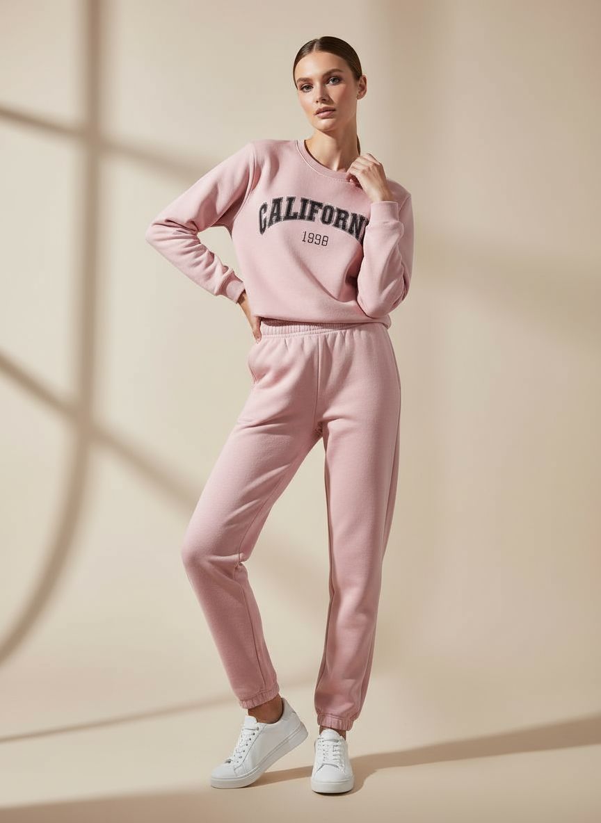 Baby Pink Colour Women's Comfortable Co-Ord Set