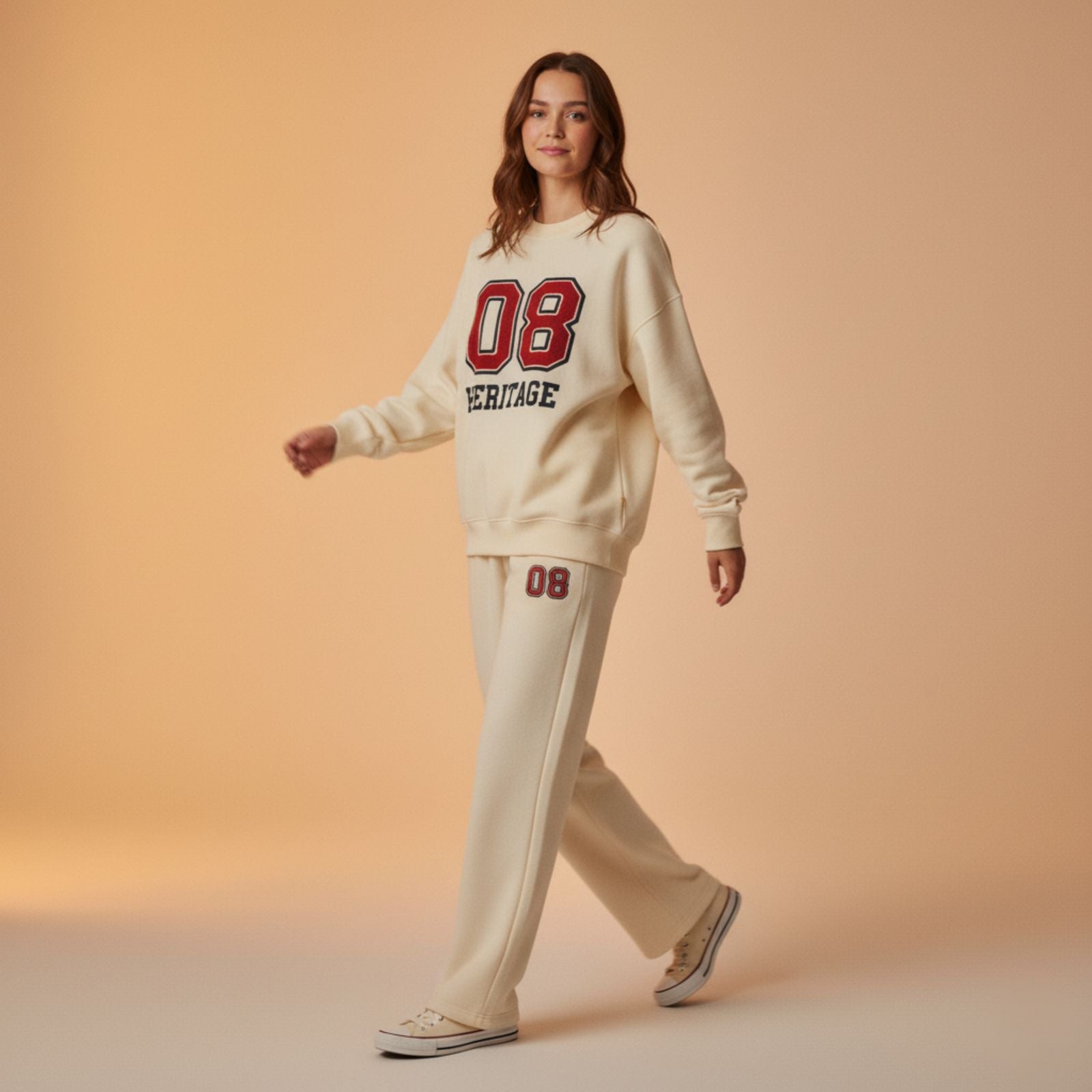 ARENIVA - Beige Colour Women's Co-Ord Set with Graphic Print