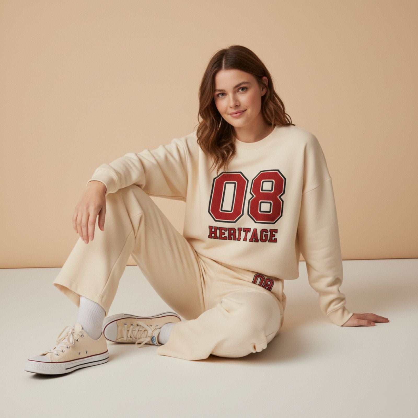 ARENIVA - Beige Colour Women's Co-Ord Set with Graphic Print