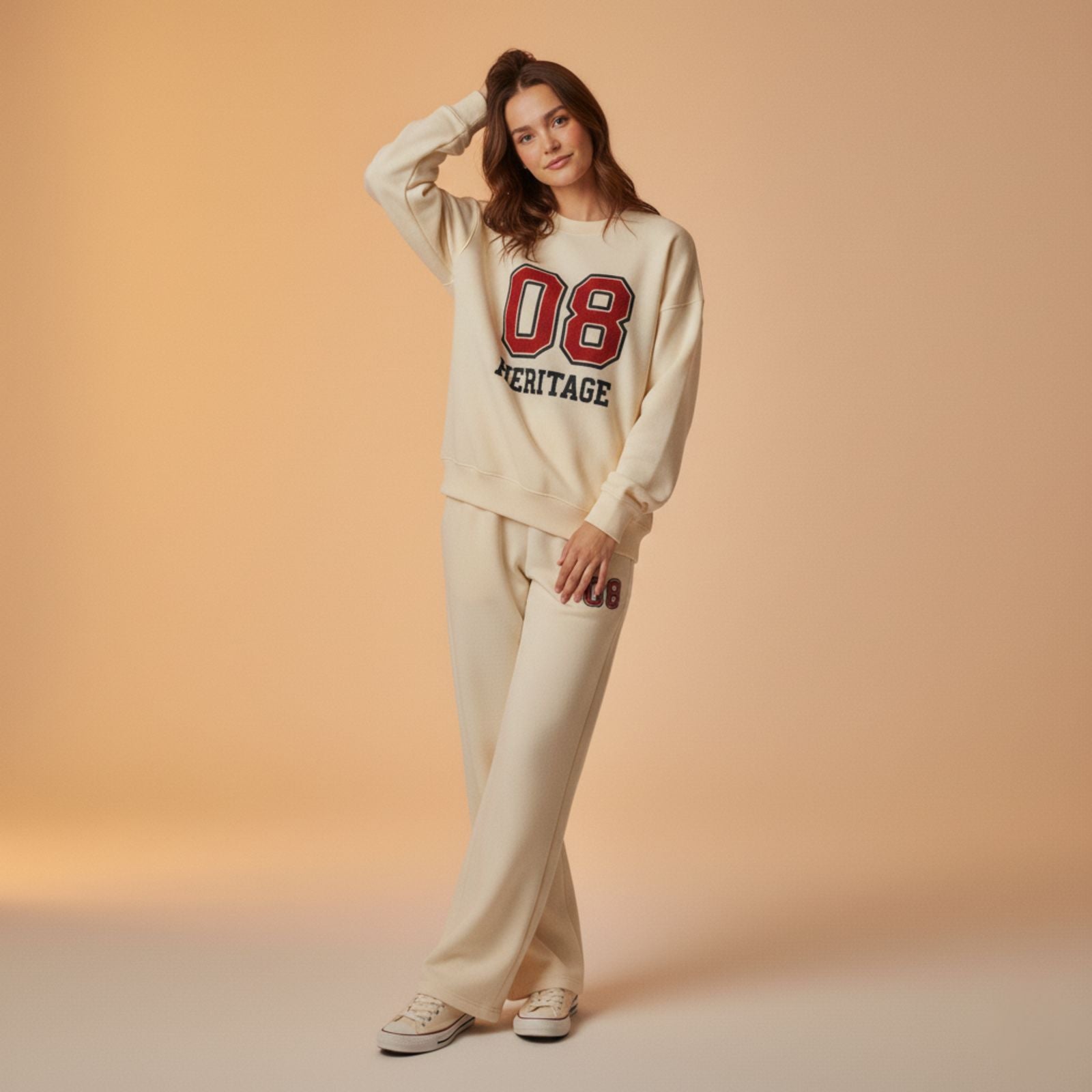 ARENIVA - Beige Colour Women's Co-Ord Set with Graphic Print