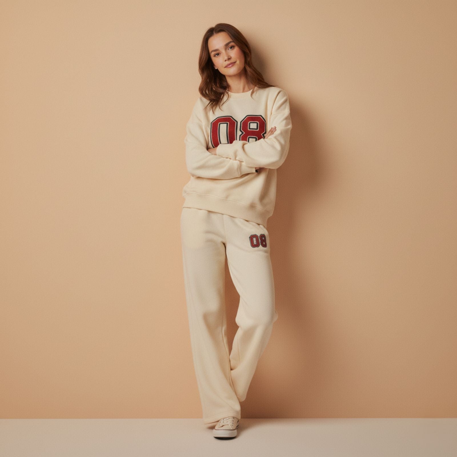 ARENIVA - Beige Colour Women's Co-Ord Set with Graphic Print