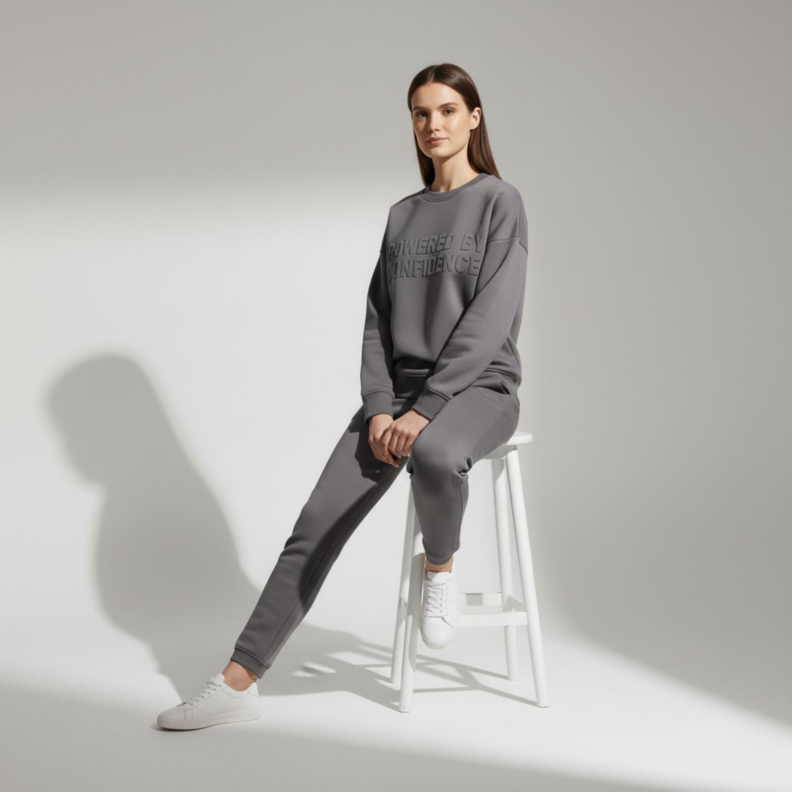 Powered By Confidence - Women's Comfortable Dark Grey Colour Co-Ord Set