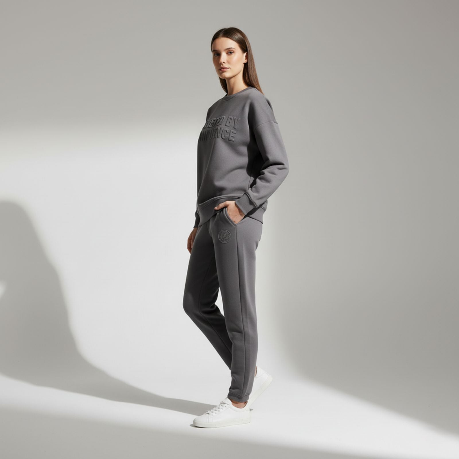 Powered By Confidence - Women's Comfortable Dark Grey Colour Co-Ord Set