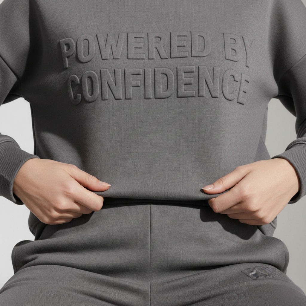 Powered By Confidence - Women's Comfortable Dark Grey Colour Co-Ord Set