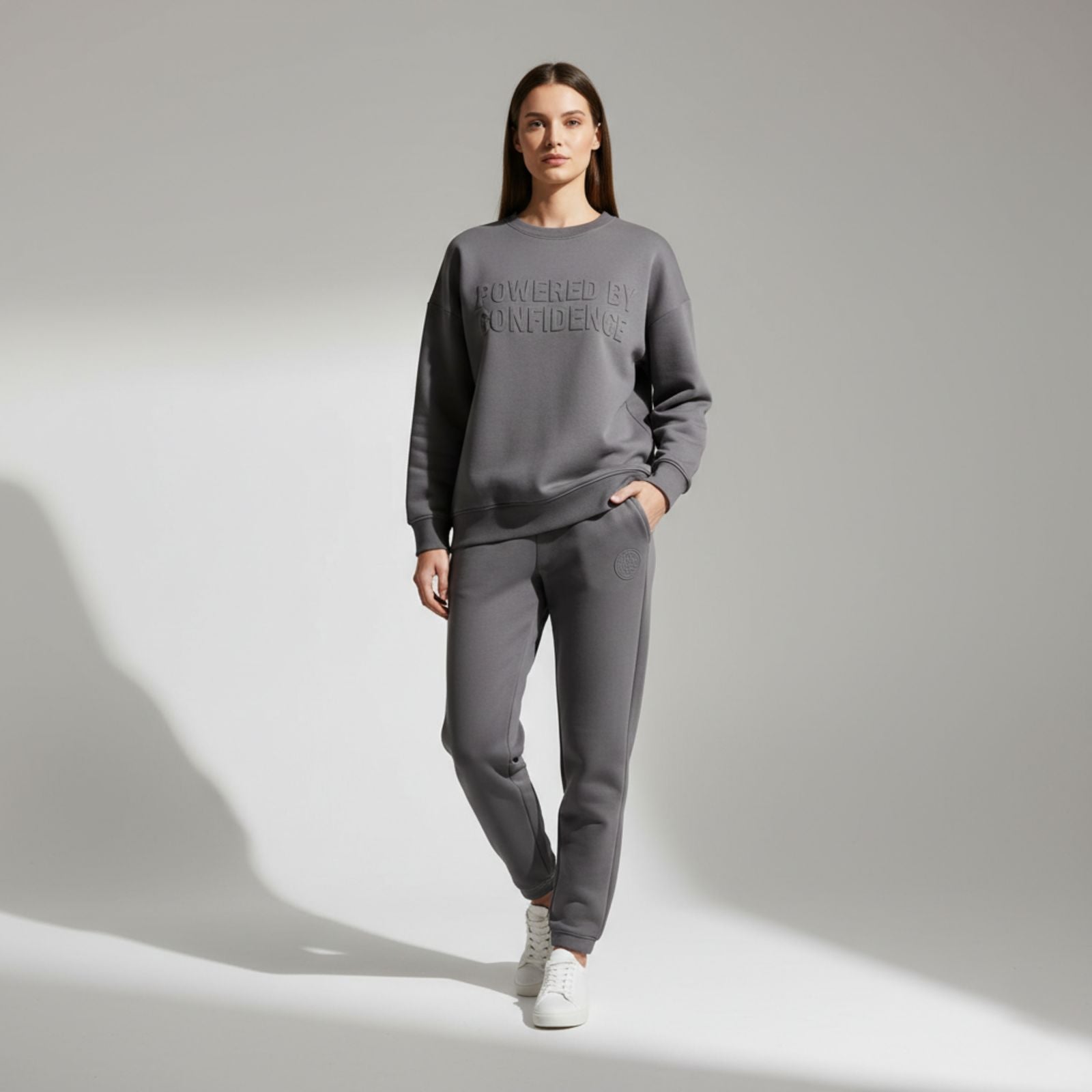 Powered By Confidence - Women's Comfortable Dark Grey Colour Co-Ord Set