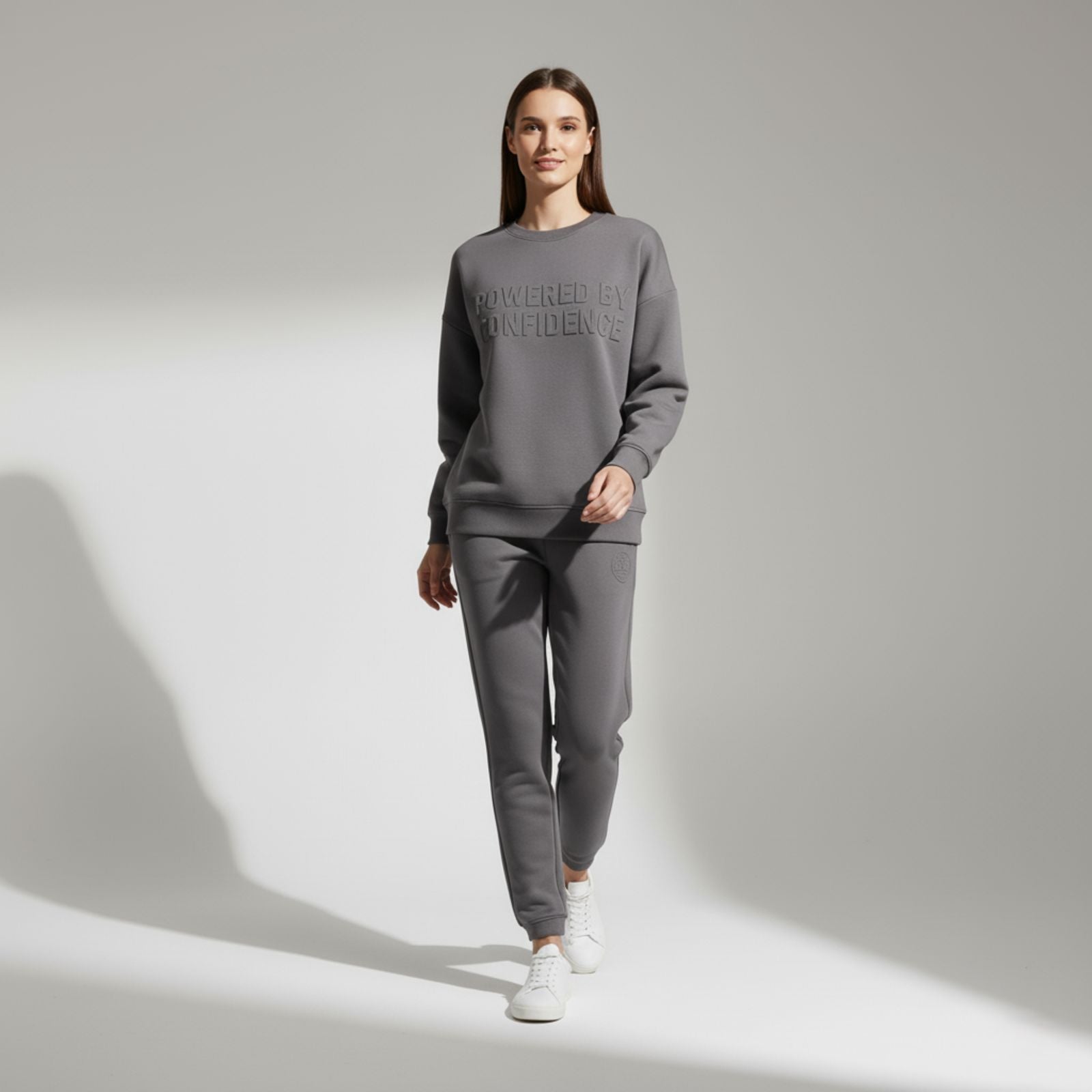 Powered By Confidence - Women's Comfortable Dark Grey Colour Co-Ord Set