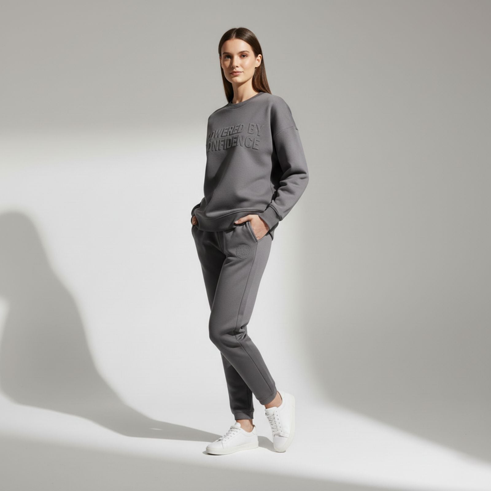 Powered By Confidence - Women's Comfortable Dark Grey Colour Co-Ord Set