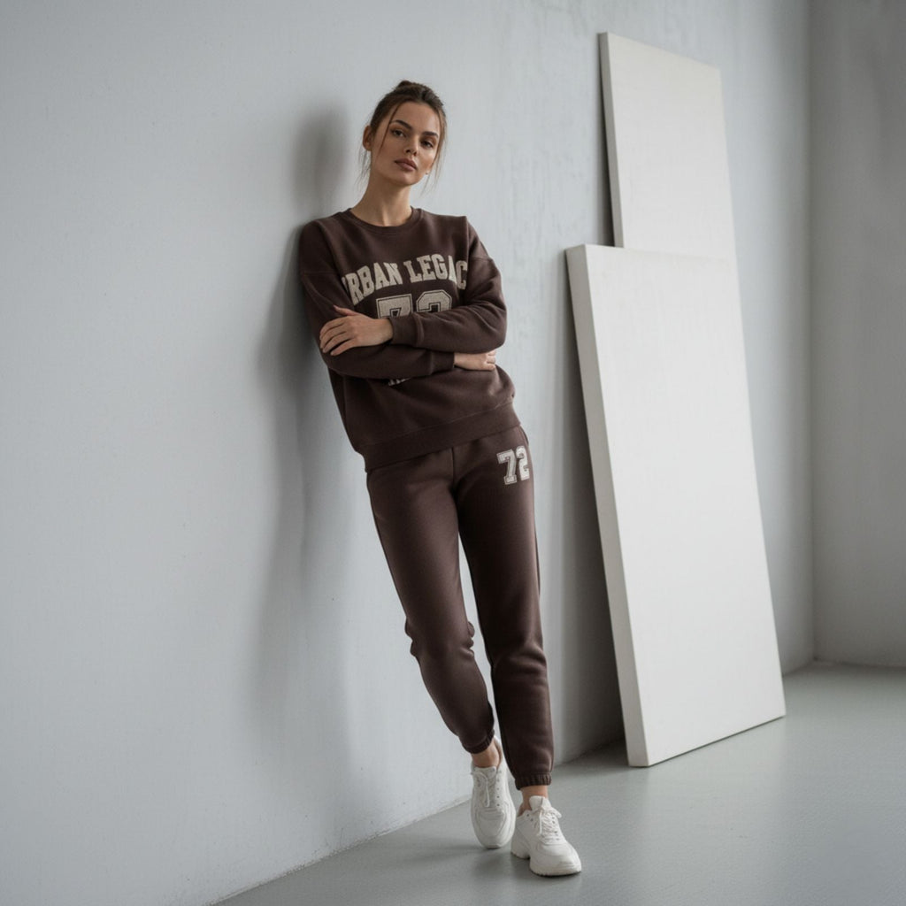 Dark Brown Colour Women's Comfortable Co-Ord Set with Graphic Print